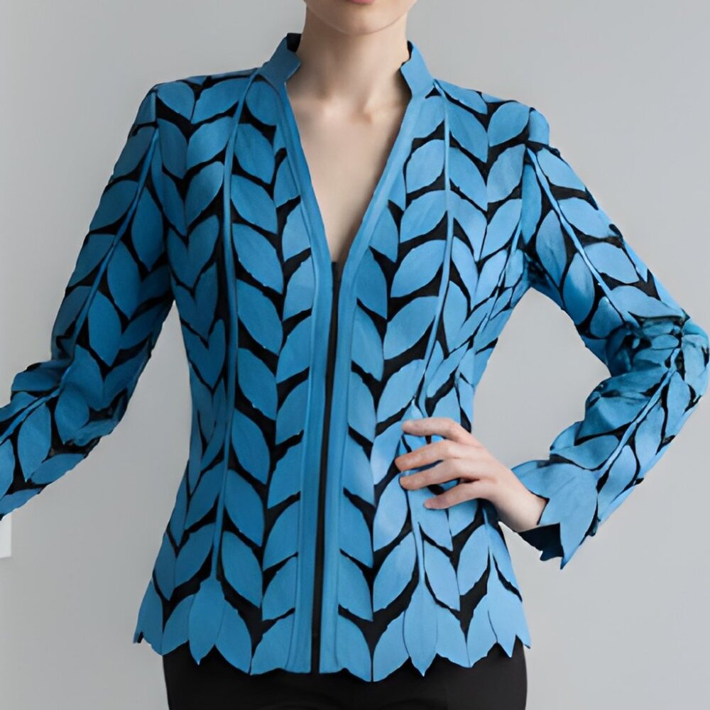 Blouse for Women Clothing Top Shirt Sheer Jacket Leather Outfit Handmade Leaf